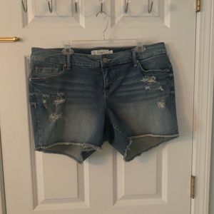 Torrid frayed detail denim shorts